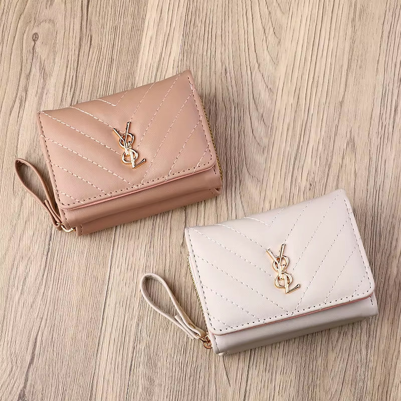 New Women'S Wallet Short, Fashionable and Simple PU Change Bag Card Bag Multi Slot Small Wallet Wallet Wallet