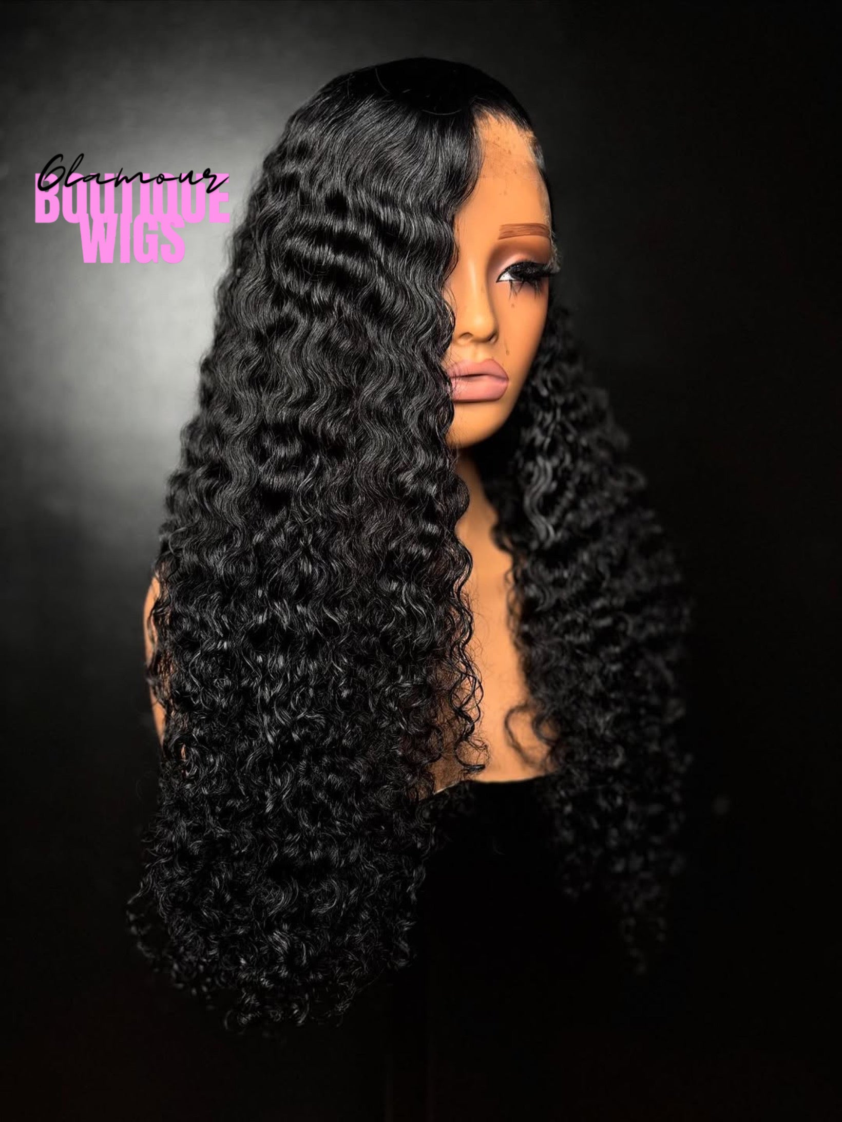 Deep wave 13X4 JET BLACK 24inches Full Frontal HD Lace 200% Density baddie box