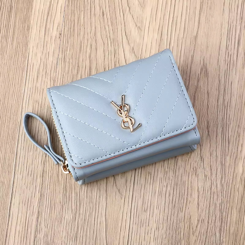 New Women'S Wallet Short, Fashionable and Simple PU Change Bag Card Bag Multi Slot Small Wallet Wallet Wallet