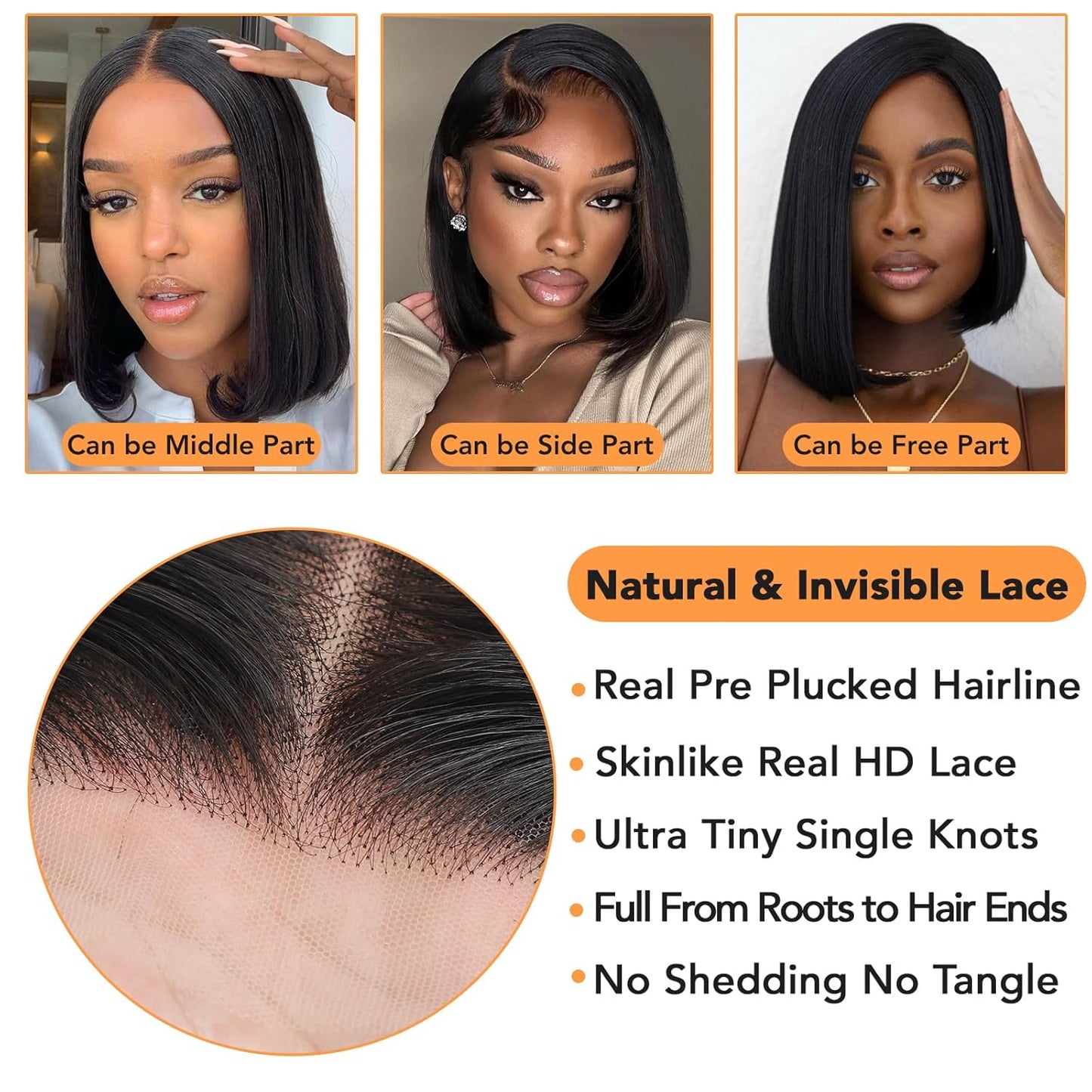 Bob Wig Human Hair 12 Inch 13X4 Lace Front Wigs Human Hair Pre Plucked 180% Density Short Straight Bob Wig Natural Color Glueless Bob Wigs for Black Women