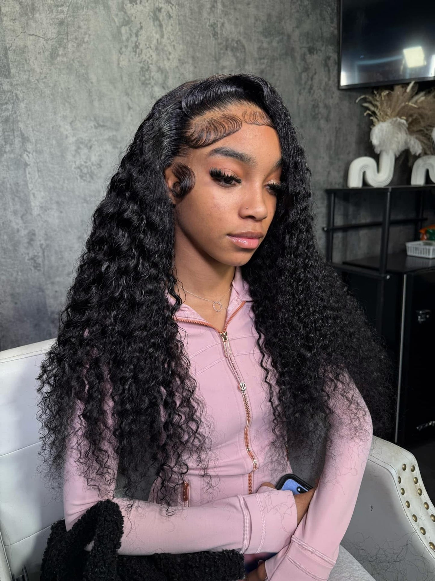Deep wave 13X4 JET BLACK 24inches Full Frontal HD Lace 200% Density baddie box