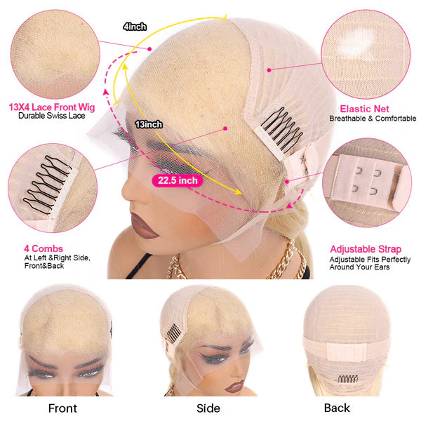 613 straight blonde 13x4 30inches Full Frontal HD Lace 200% Density baddie box