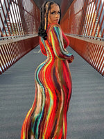 Dresses for Women Chest Wrap Printed off Shoulder Bandage Slim Long Dress