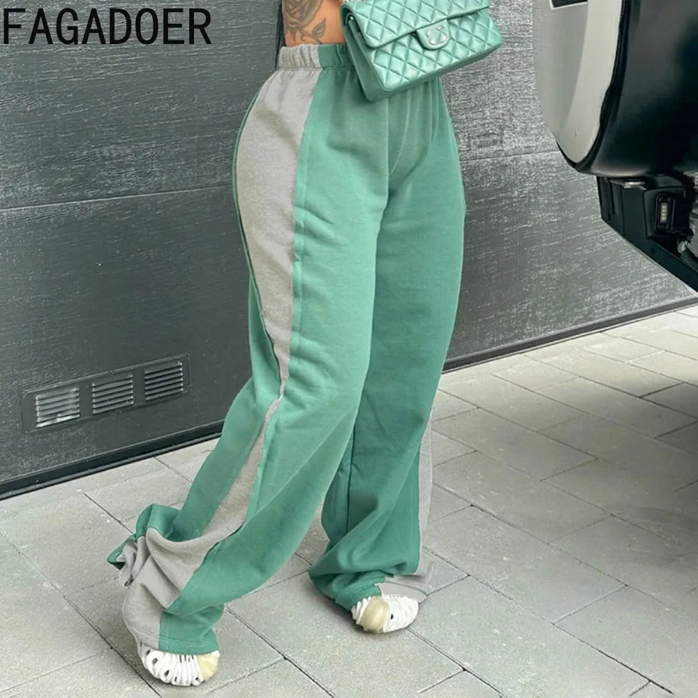 Autumn New Tracksuits Women Sport Casual Pants 2 Piece Sets Outfits Y2K Streetwear Crop Top + Wide Leg Sweatpants Baggy