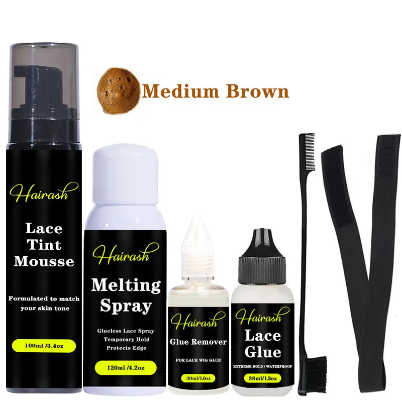 Melting Spray for Lace Wigs Lace Tint Mousse Wig Glue Waterproof Glue Remover Wig Installation Kit Set