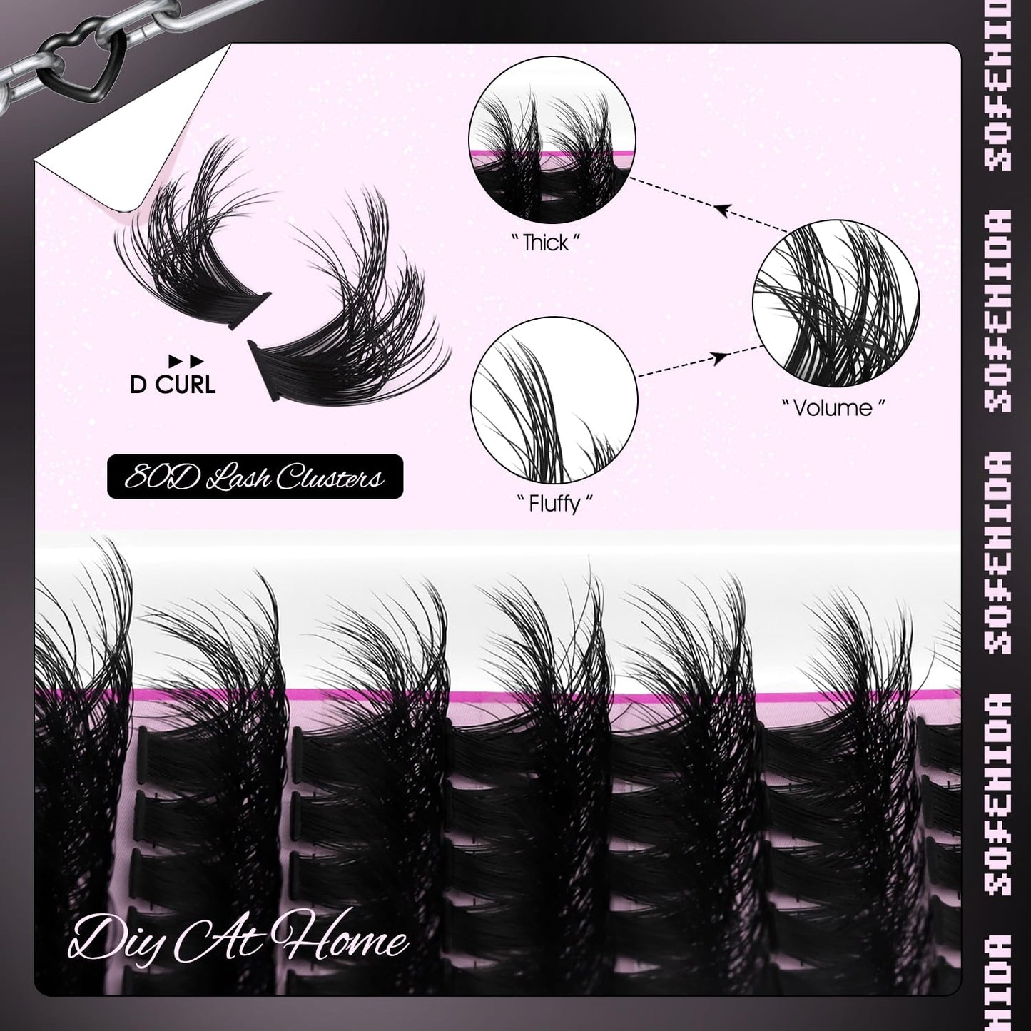 Lash Clusters Kit 80D Fluffy Lash Clusters Kit 10-18Mm Volume Eyelash Clusters D Curl Cluster Eyelash Extensions 3D Wispy Lashes Clusters DIY Lash Extension Kit(80D-10-18Mix Thick Kit)