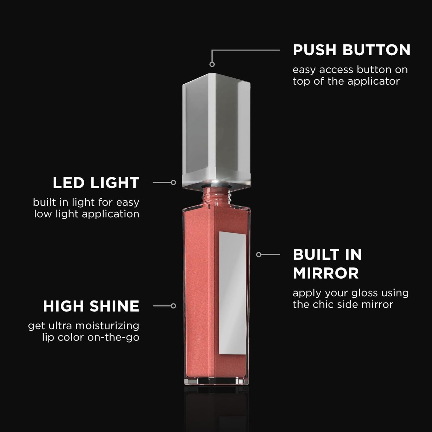 Pure Illumination Lip Gloss - Led-Lit Applicator W/Side Mirror - Non-Sticky, Moisturizing & Hydrating Lip Glosses - Soothes & Protects Dry Chapped Lips (Clear)
