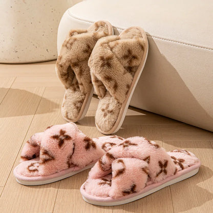 Fluffy Women'S Slippers Home Luxury Designer Woman Shoes Flats Fashion Fuzzy Fur Slides Autumn Winter Plush Elegant Footwear