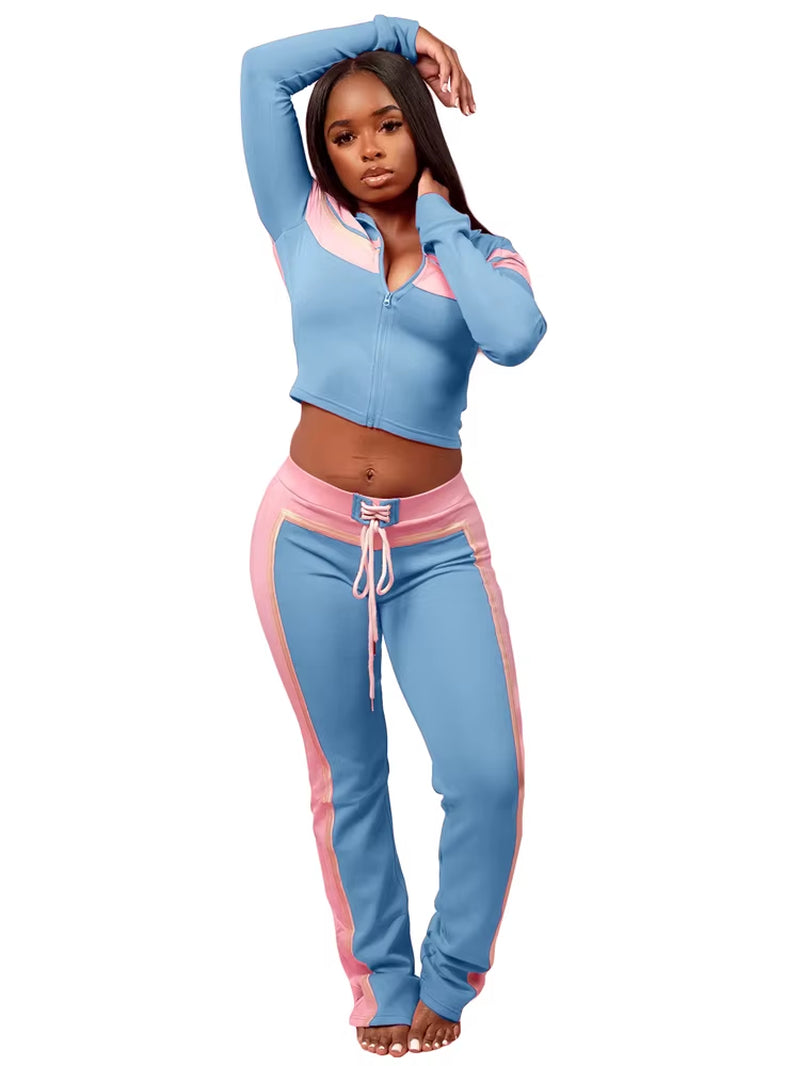 Trending 2025 Women Workout Jogging Suits Tube Top Jacket Pants Sets Ladies Streetwear Striped Tracksuit 3 Piece Gym Set Outfits