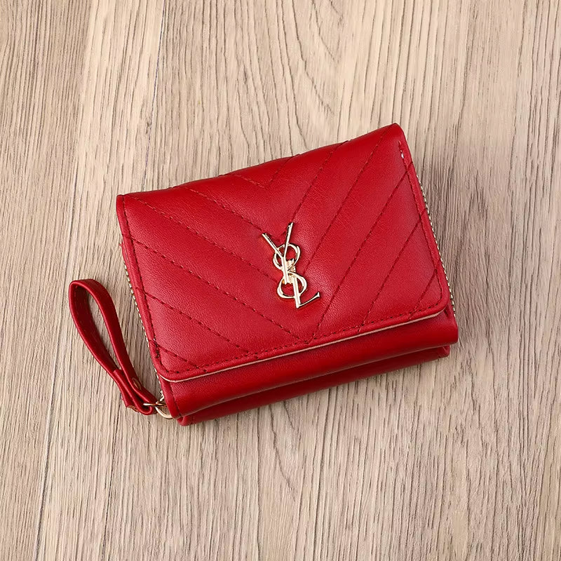 New Women'S Wallet Short, Fashionable and Simple PU Change Bag Card Bag Multi Slot Small Wallet Wallet Wallet
