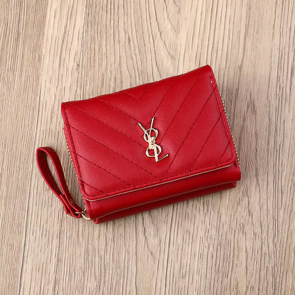 New Women'S Wallet Short, Fashionable and Simple PU Change Bag Card Bag Multi Slot Small Wallet Wallet Wallet