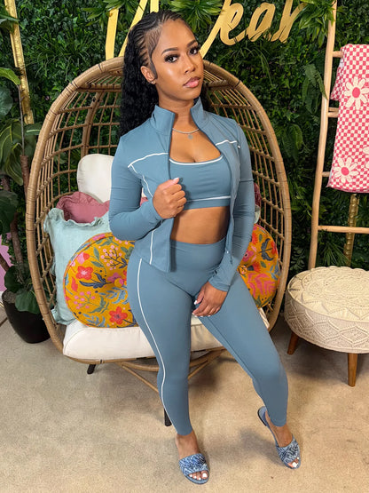 Autumn New Fashion Sports 3 Piece Sets Woman Outfit Stripe Patchwork Long Sleeve Zipper Tops + Pants Female Streetwear