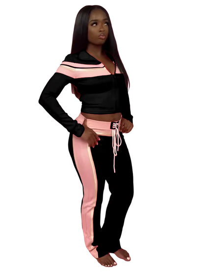 Trending 2025 Women Workout Jogging Suits Tube Top Jacket Pants Sets Ladies Streetwear Striped Tracksuit 3 Piece Gym Set Outfits