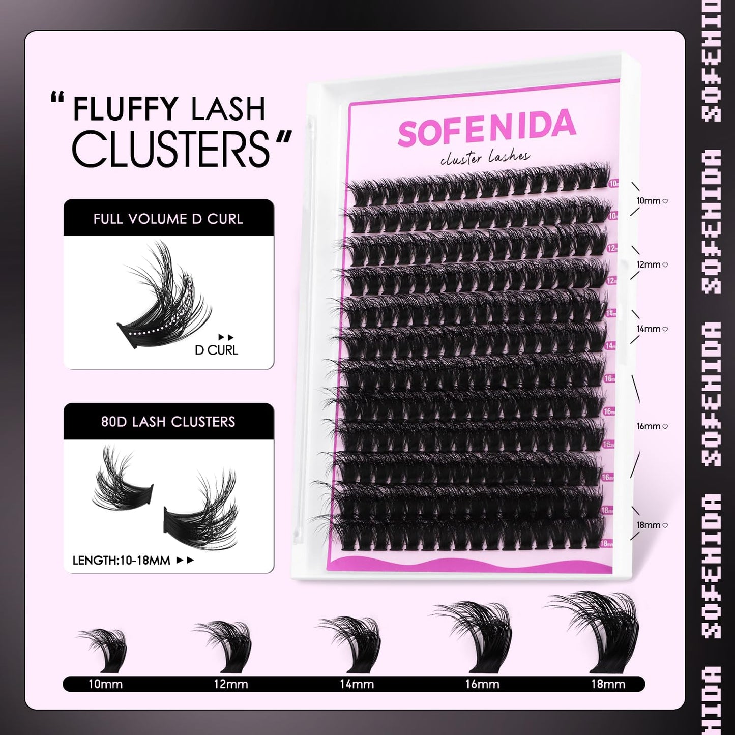 Lash Clusters Kit 80D Fluffy Lash Clusters Kit 10-18Mm Volume Eyelash Clusters D Curl Cluster Eyelash Extensions 3D Wispy Lashes Clusters DIY Lash Extension Kit(80D-10-18Mix Thick Kit)