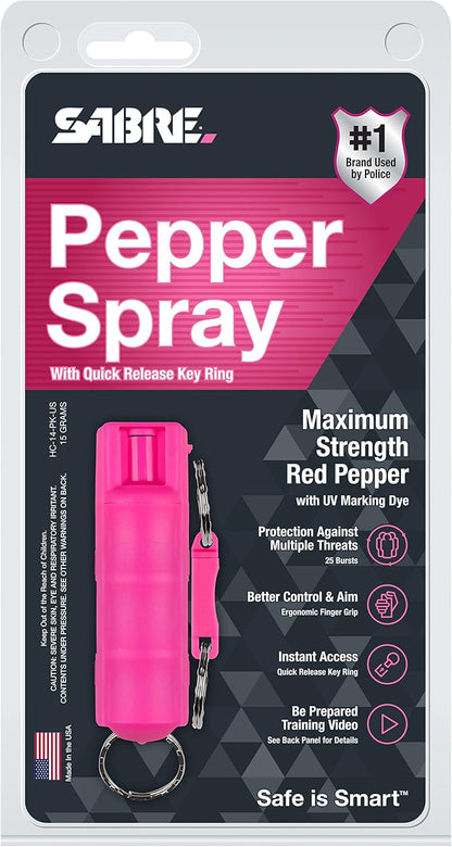 Pepper Spray, Quick Release Keychain for Easy Carry and Fast Access, Finger Grip for More Accurate and Faster Aim, Maximum Police Strength OC Spray, 0.54 Fl Oz, Secure and Easy to Use Safety