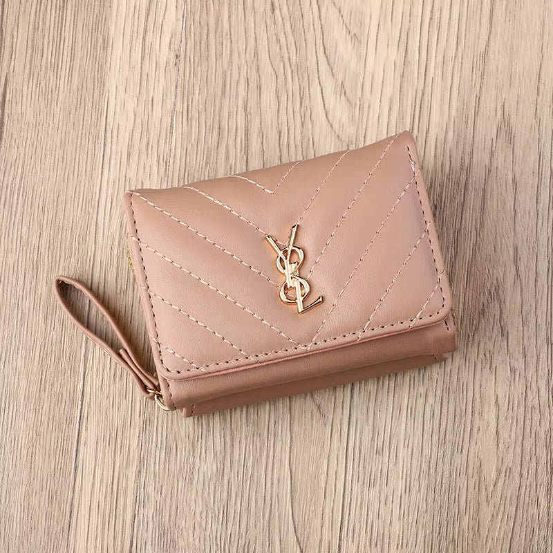 New Women'S Wallet Short, Fashionable and Simple PU Change Bag Card Bag Multi Slot Small Wallet Wallet Wallet