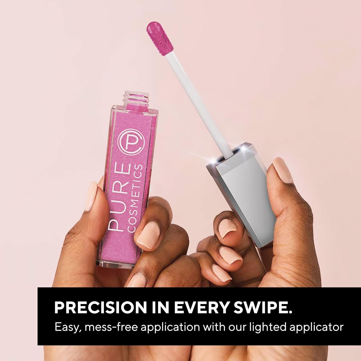 Pure Illumination Lip Gloss - Led-Lit Applicator W/Side Mirror - Non-Sticky, Moisturizing & Hydrating Lip Glosses - Soothes & Protects Dry Chapped Lips (Clear)