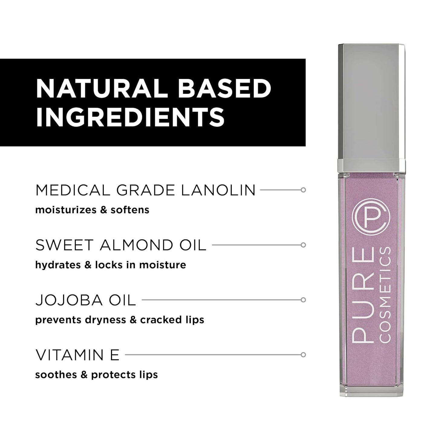 Pure Illumination Lip Gloss - Led-Lit Applicator W/Side Mirror - Non-Sticky, Moisturizing & Hydrating Lip Glosses - Soothes & Protects Dry Chapped Lips (Clear)