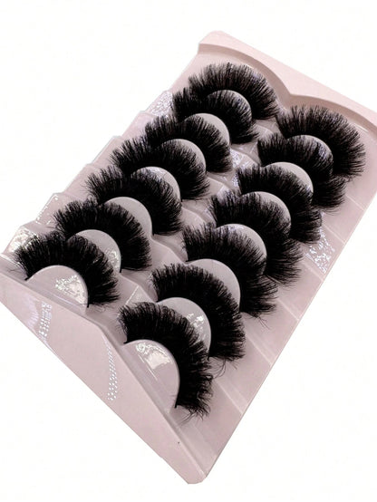 7 Pairs 25Mm Dramatic Faux Mink Eyelashes, Fluffy 3D Lashes,Long Thick Volume Natural Faux Mink False Eyelashes, Thick Cross False Lashes, Multi-Layered Curly Lashes, Create Dramatic Thick Effect Suitable for Parties and Celebrations