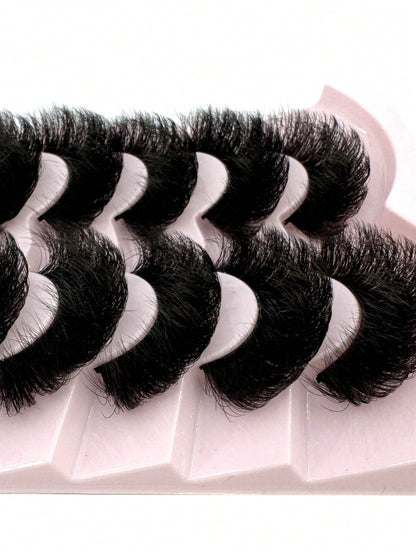 7 Pairs 25Mm Dramatic Faux Mink Eyelashes, Fluffy 3D Lashes,Long Thick Volume Natural Faux Mink False Eyelashes, Thick Cross False Lashes, Multi-Layered Curly Lashes, Create Dramatic Thick Effect Suitable for Parties and Celebrations