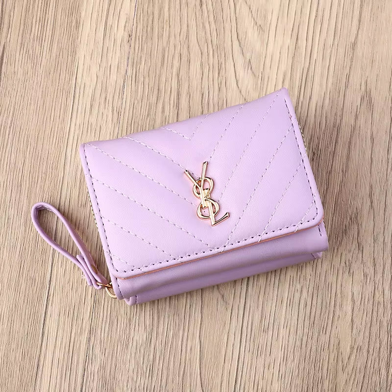 New Women'S Wallet Short, Fashionable and Simple PU Change Bag Card Bag Multi Slot Small Wallet Wallet Wallet