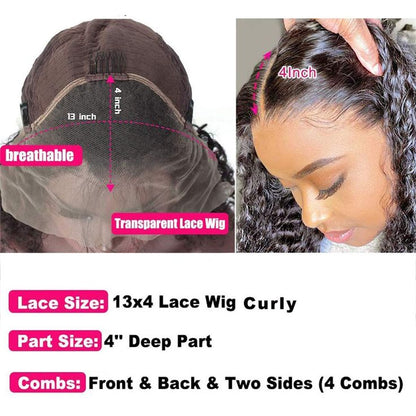 Deep wave 13X4 JET BLACK 24inches Full Frontal HD Lace 200% Density baddie box