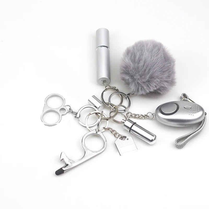 8Pcs Women Outdoor Defense Self Alarm Keychain Keyring Accessories Protection Product