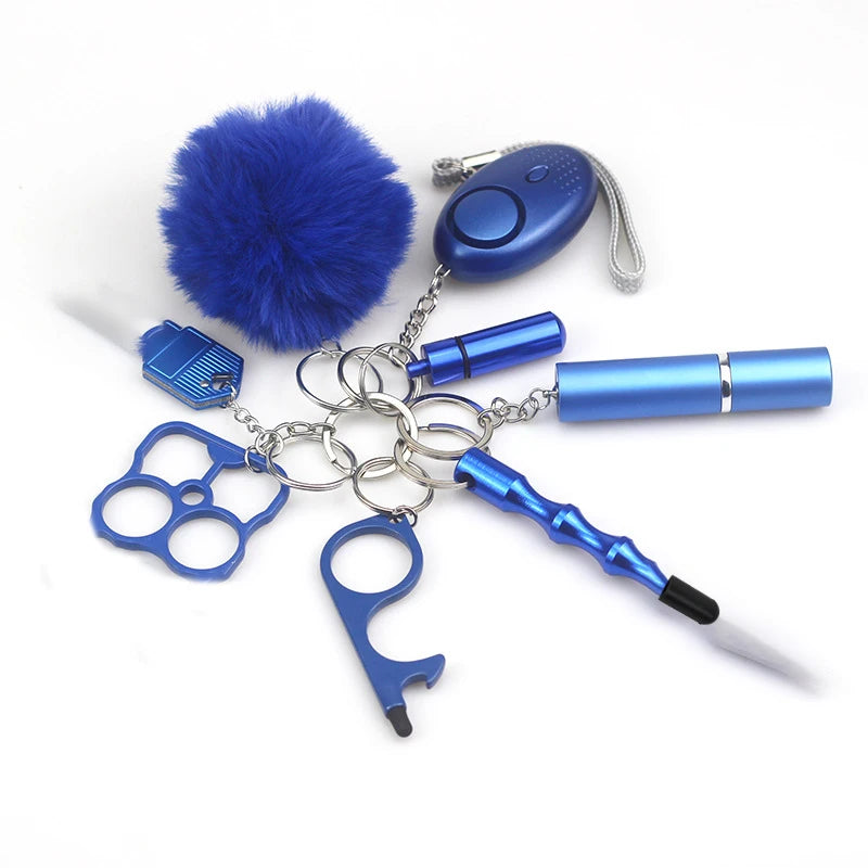 8Pcs Women Outdoor Defense Self Alarm Keychain Keyring Accessories Protection Product