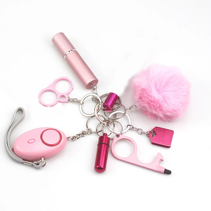 8Pcs Women Outdoor Defense Self Alarm Keychain Keyring Accessories Protection Product