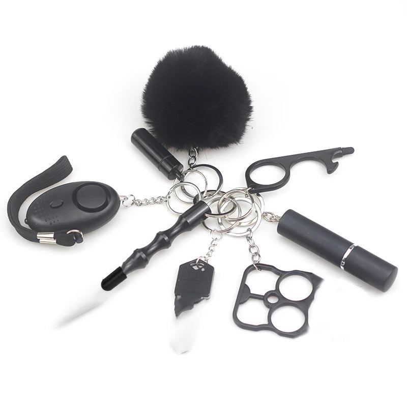 8Pcs Women Outdoor Defense Self Alarm Keychain Keyring Accessories Protection Product