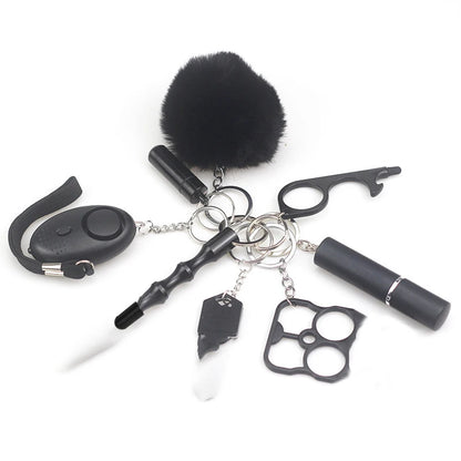 8Pcs Women Outdoor Defense Self Alarm Keychain Keyring Accessories Protection Product