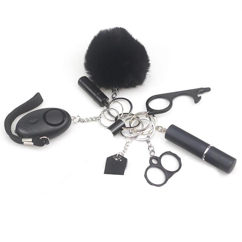 8Pcs Women Outdoor Defense Self Alarm Keychain Keyring Accessories Protection Product