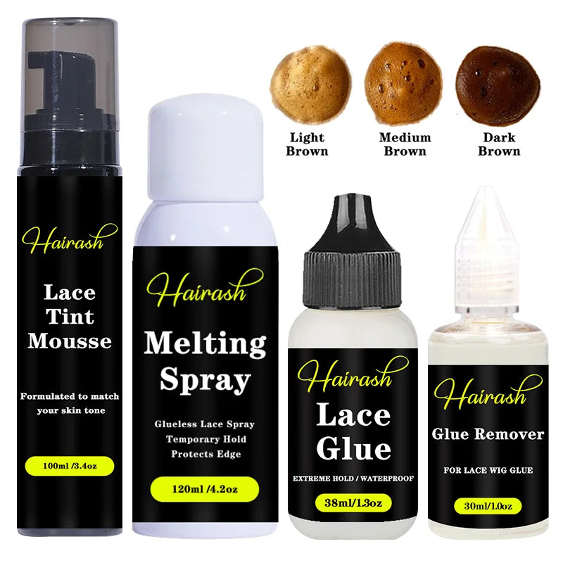 Melting Spray for Lace Wigs Lace Tint Mousse Wig Glue Waterproof Glue Remover Wig Installation Kit Set