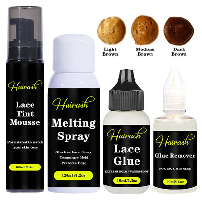 Melting Spray for Lace Wigs Lace Tint Mousse Wig Glue Waterproof Glue Remover Wig Installation Kit Set