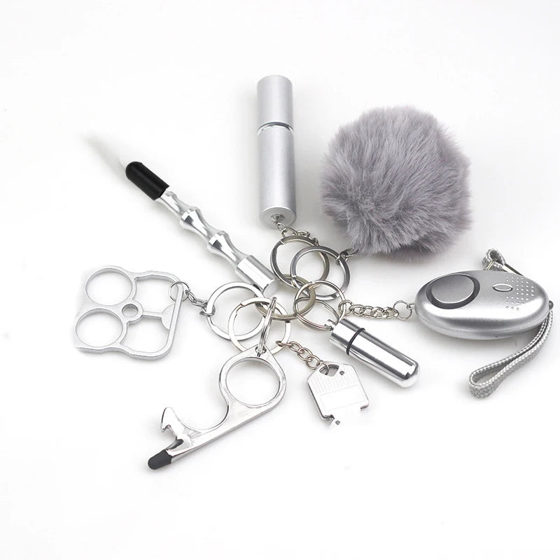 8Pcs Women Outdoor Defense Self Alarm Keychain Keyring Accessories Protection Product