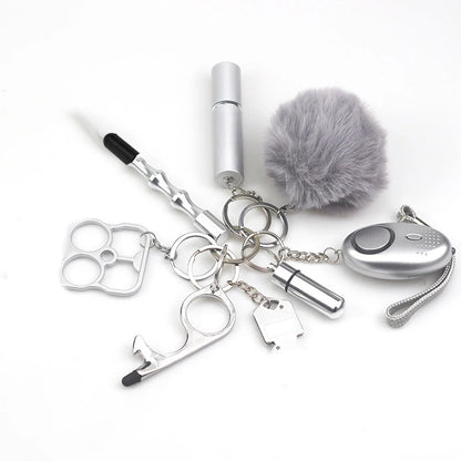 8Pcs Women Outdoor Defense Self Alarm Keychain Keyring Accessories Protection Product