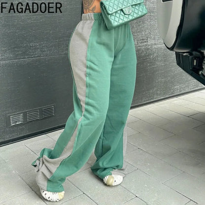 Autumn New Tracksuits Women Sport Casual Pants 2 Piece Sets Outfits Y2K Streetwear Crop Top + Wide Leg Sweatpants Baggy