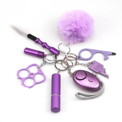 8Pcs Women Outdoor Defense Self Alarm Keychain Keyring Accessories Protection Product