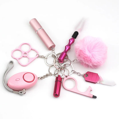 8Pcs Women Outdoor Defense Self Alarm Keychain Keyring Accessories Protection Product