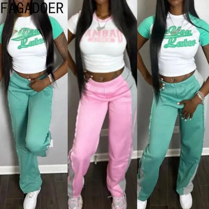 Autumn New Tracksuits Women Sport Casual Pants 2 Piece Sets Outfits Y2K Streetwear Crop Top + Wide Leg Sweatpants Baggy