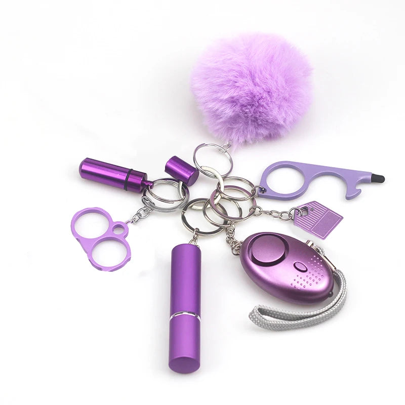 8Pcs Women Outdoor Defense Self Alarm Keychain Keyring Accessories Protection Product