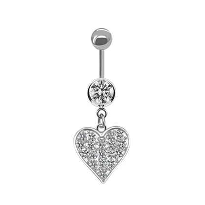 Sweet Butterfly Crown Heart Drop Belly Button Pink White Crystal Stone Hellokitty Dangle Navel Button Women'S Piercing Jewelry