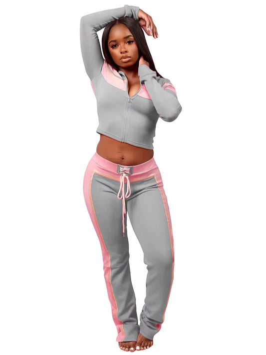 Trending 2025 Women Workout Jogging Suits Tube Top Jacket Pants Sets Ladies Streetwear Striped Tracksuit 3 Piece Gym Set Outfits