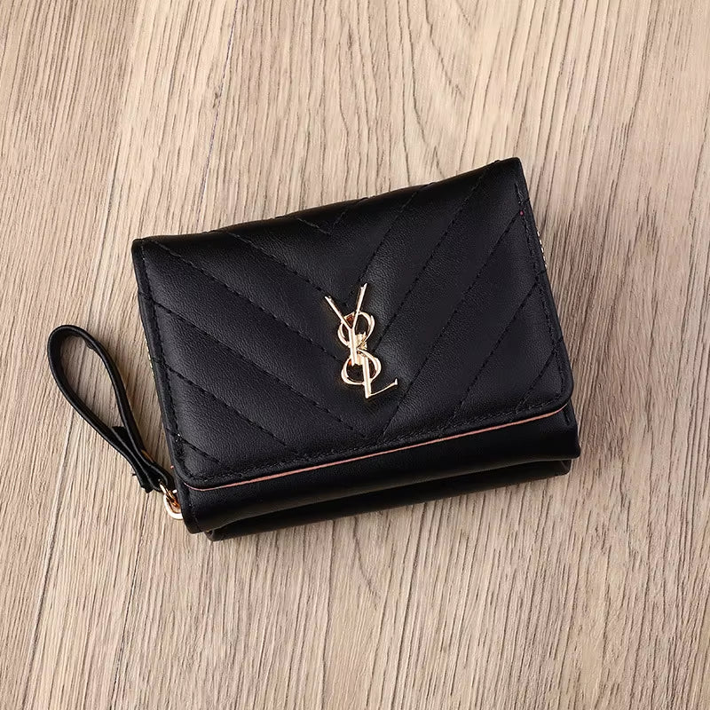 New Women'S Wallet Short, Fashionable and Simple PU Change Bag Card Bag Multi Slot Small Wallet Wallet Wallet