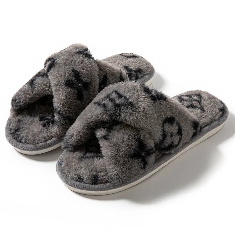 Fluffy Women'S Slippers Home Luxury Designer Woman Shoes Flats Fashion Fuzzy Fur Slides Autumn Winter Plush Elegant Footwear