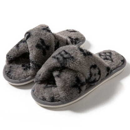 Fluffy Women'S Slippers Home Luxury Designer Woman Shoes Flats Fashion Fuzzy Fur Slides Autumn Winter Plush Elegant Footwear