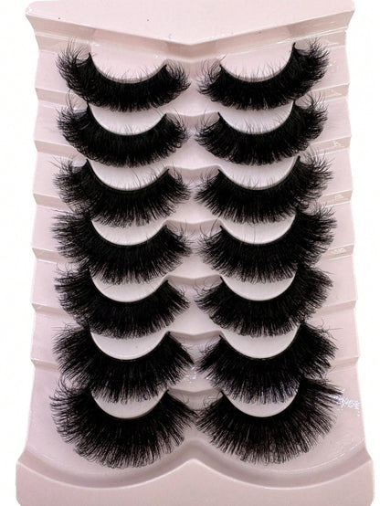 7 Pairs 25Mm Dramatic Faux Mink Eyelashes, Fluffy 3D Lashes,Long Thick Volume Natural Faux Mink False Eyelashes, Thick Cross False Lashes, Multi-Layered Curly Lashes, Create Dramatic Thick Effect Suitable for Parties and Celebrations